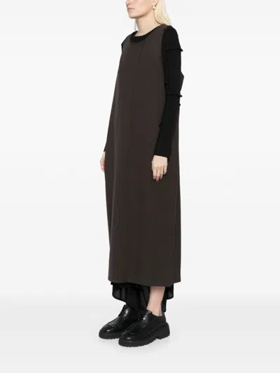 Y's Tonal-stitched Dress In Braun