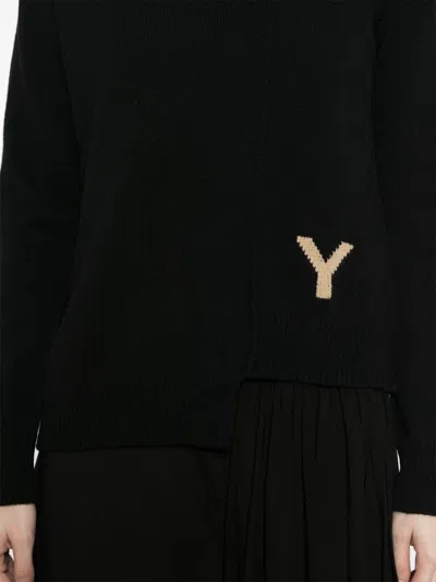 Y's Asymmetrischer Pullover In Schwarz