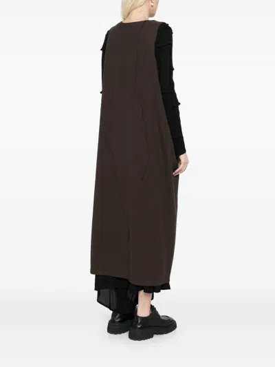Y's Tonal-stitched Dress In Braun