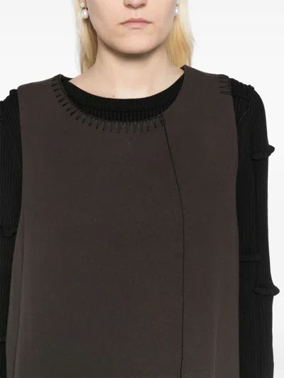 Y's Tonal-stitched Dress In Braun