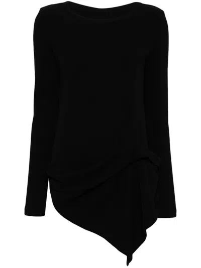 Y's Asymmetrisches Langarmshirt In Schwarz