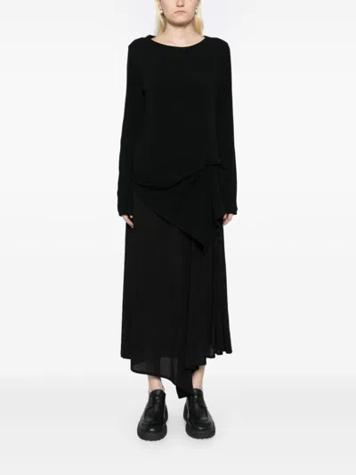 Y's Asymmetrisches Langarmshirt In Schwarz