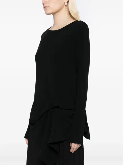 Y's Asymmetrisches Langarmshirt In Schwarz