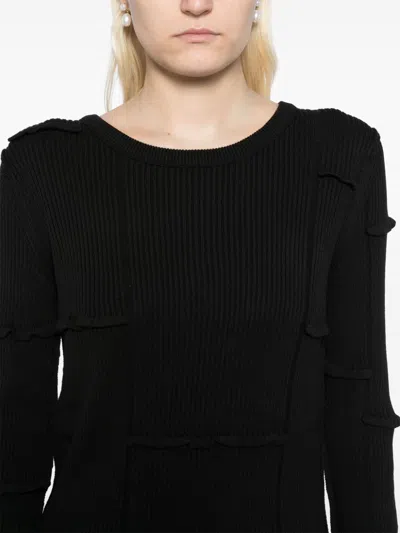 Y's Gerippter Pullover In Schwarz