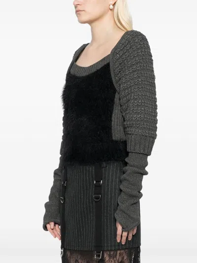 Andersson Bell Grob Gestricktes Oberteil Aus Faux Fur In Grau
