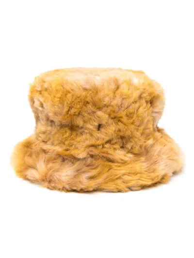 Shop Marni Faux-fur Bucket Hat In Gelb