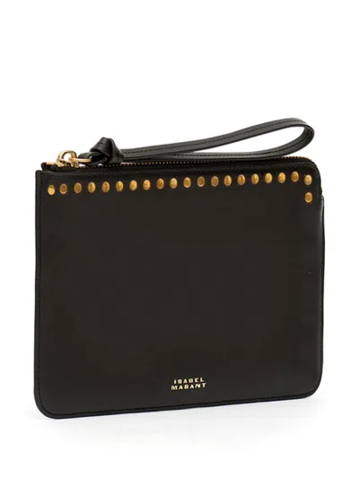 Isabel Marant Studded Wrist Strap Flat Clutch Bag In Black