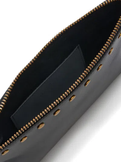 Isabel Marant Studded Wrist Strap Flat Clutch Bag In Black