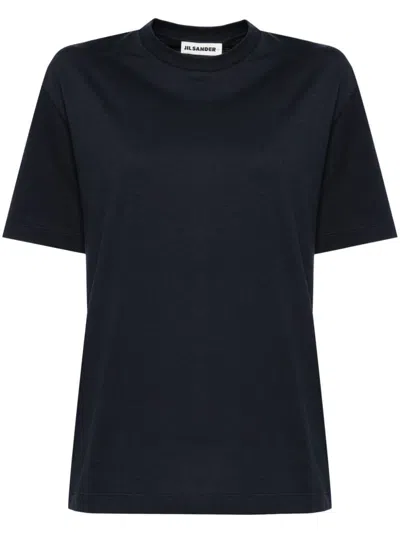 Jil Sander T-shirt Mit Logo-stickerei In Blau