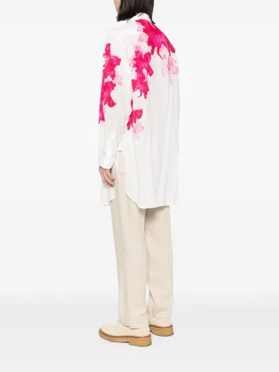 Yohji Yamamoto Hemd Mit Blumen-print In Nude