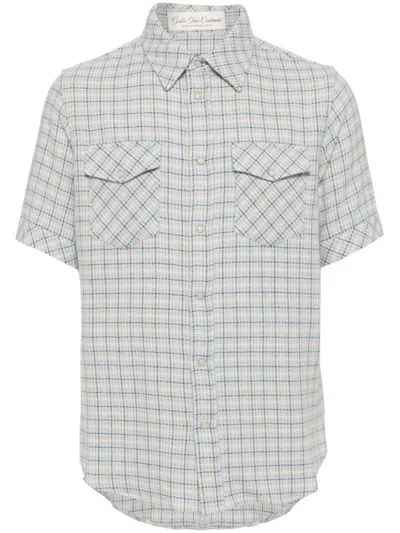 Shop God's True Cashmere Tartan Cashmere Shirt In Blau