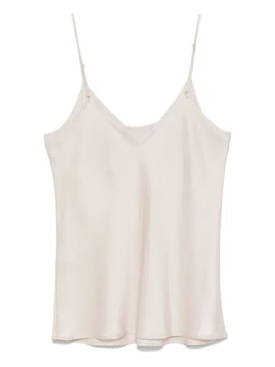 Lorena Antoniazzi Beige Tank Top With Adjustable Straps In White