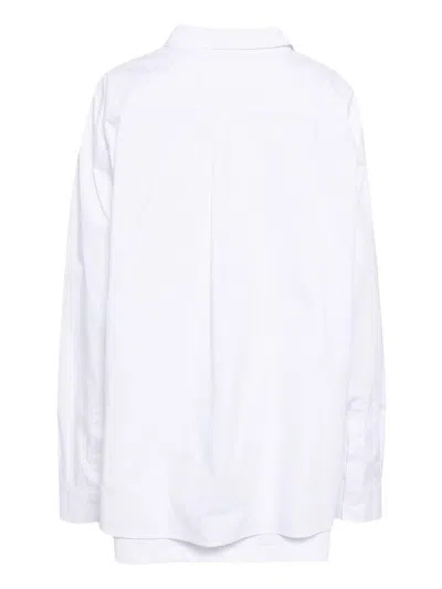 Pushbutton Long-sleeved Cotton Shirt In Weiss