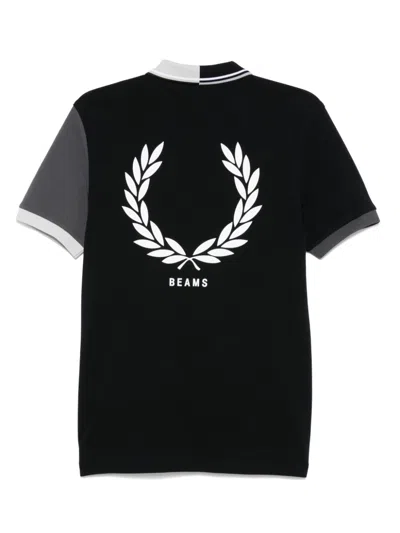 Fred Perry X Beams Logo Accent Polo Shirt In Schwarz