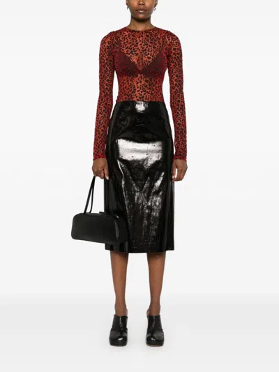 Shop Alexander Mcqueen Leopard-patterned Top In Rot