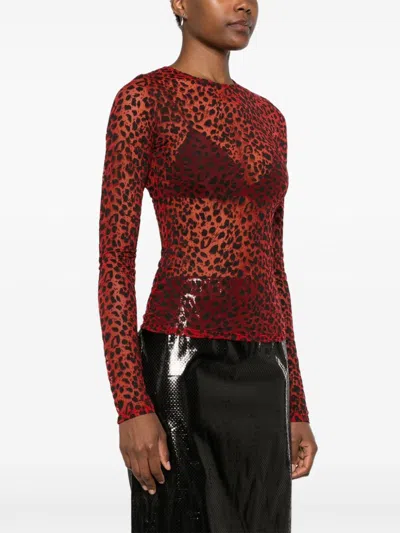 Shop Alexander Mcqueen Leopard-patterned Top In Rot