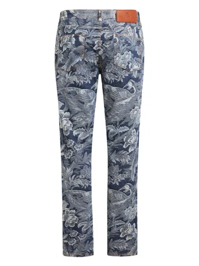 Shop Etro Jacquard Straight-leg Jeans In Blau