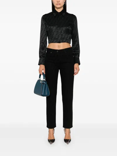 Shop Fendi Silk Shirt In Schwarz