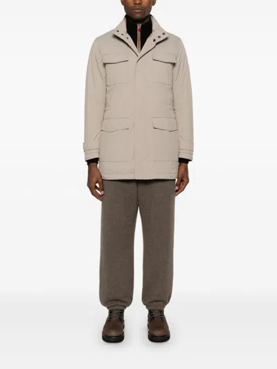 Shop Kiton Padded Coat In Nude