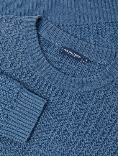 Frescobol Carioca Jardim Knit Crewneck Sweater In Denim Blue