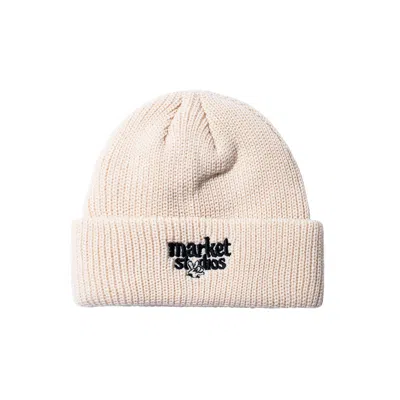 Market Smiley Upside Down Beanie In Ecru