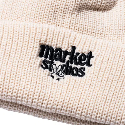 Market Smiley Upside Down Beanie In Ecru