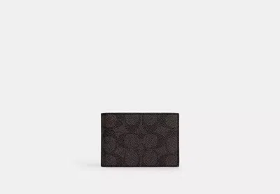 Coach Outlet Compact Billfold Wallet In Signature Canvas In Brown