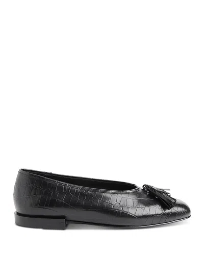 Whistles Cilou Tassel Croc Ballet Pump In Black