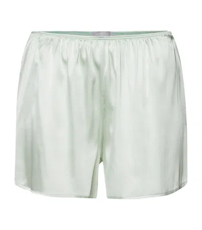 Shop Hanro Stretch-silk Pyjama Shorts In Green