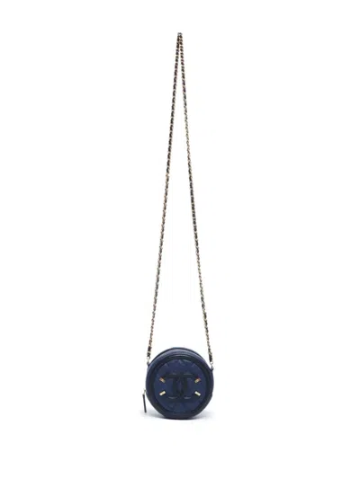 Pre-owned Chanel 2018-2019 Mini Filigree Shoulder Bag In Blue