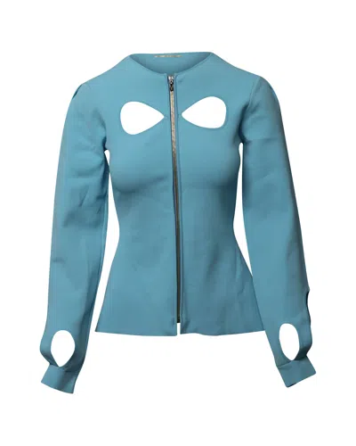 Rm By Roland Mouret Roland Mouret Cut Out Longsleeve Top In Blue Polyester In Blue