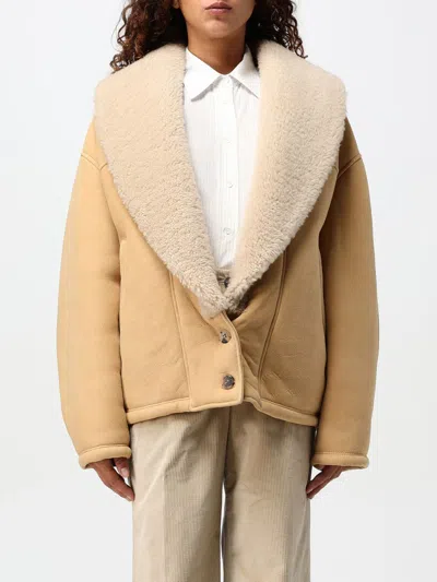Golden Goose Women's Sheepskin Jacket With A Wide Shearling Shawl Collar In Beige