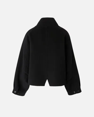Pinko Short Double-faced Wool Coat With High Collar In Nero Limousine