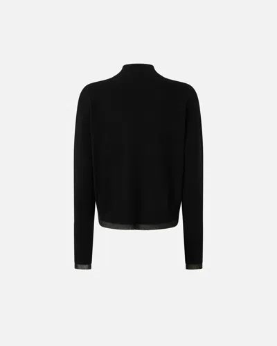 Pinko Cashmere-blend Turtleneck With Metallic Cuffs In Nero Limousine