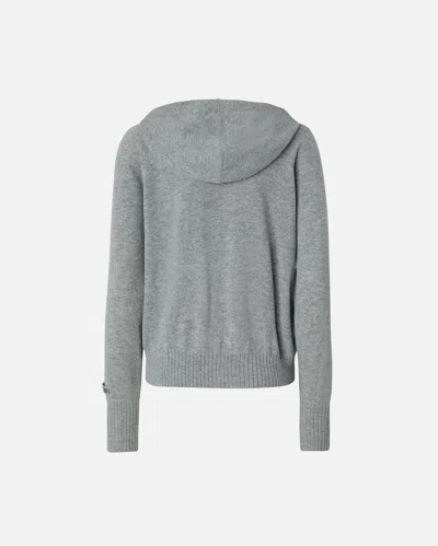 Pinko Cashmere-blend Sweater With Hood And Zip In Metallic Silver