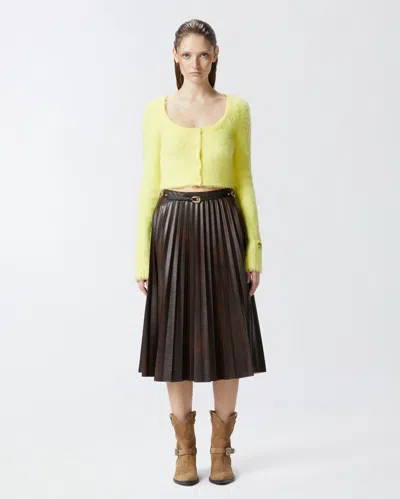 Pinko Short Soft Knit Cardigan In Spotlight Yellow
