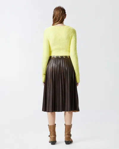 Pinko Short Soft Knit Cardigan In Spotlight Yellow