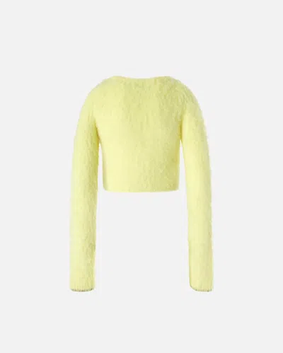 Pinko Short Soft Knit Cardigan In Spotlight Yellow