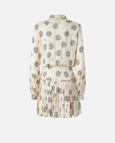 Pinko Mini Shirt Dress In Twill With Swirl Print In Cream/black