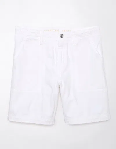 American Eagle Outfitters Ae Strigid 8" Perfect Denim Bermuda Carpenter Short In White