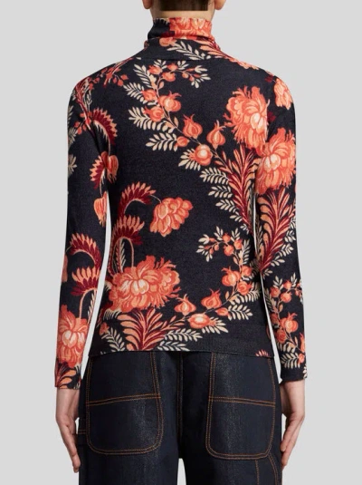 Shop Etro Printed Turtleneck In Black