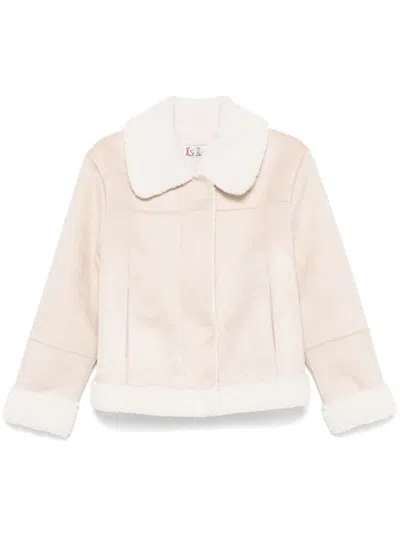 Mc2 Saint Barth Lorayne Faux Shearling Short Jacket With Sherpa In White