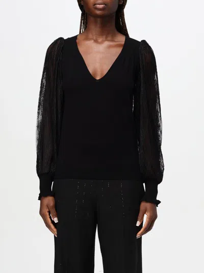 Twinset Knitwear Blouse With Deep V-neckline In Schwarz