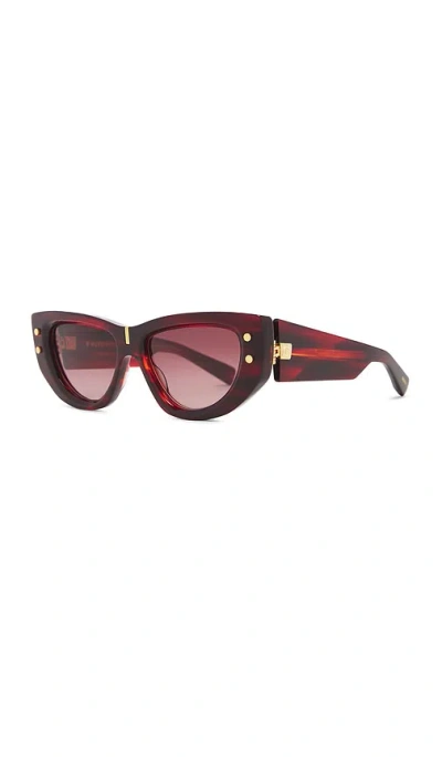 Shop Balmain B-muse Sunglasses In Red Swirl & Gold