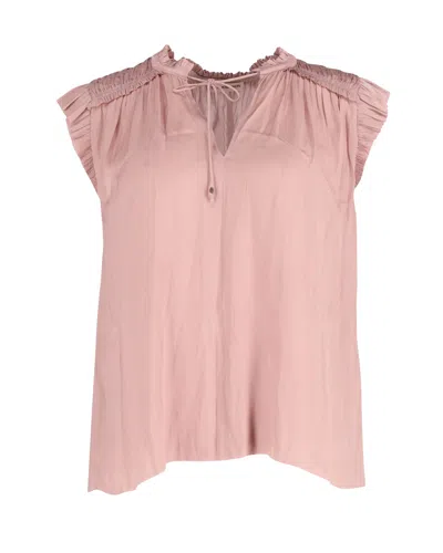 Ulla Johnson Plisse Blouse In Pink Polyester In Pink