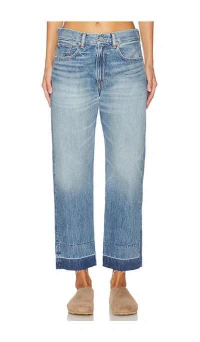 Denimist Pierce Cropped Distressed Faded High-rise Straight-leg Jeans In Alsen Indigo