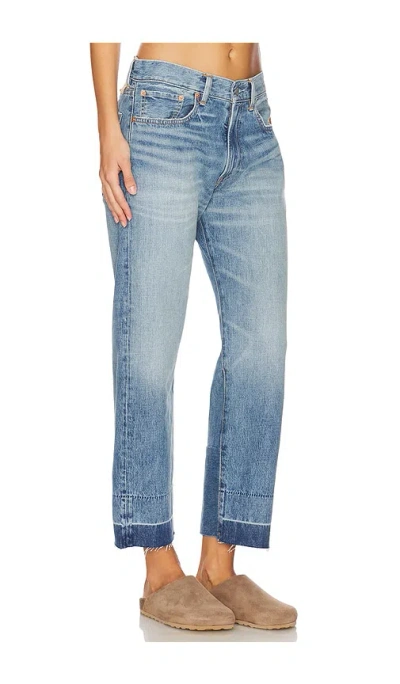 Denimist Pierce Cropped Distressed Faded High-rise Straight-leg Jeans In Alsen Indigo