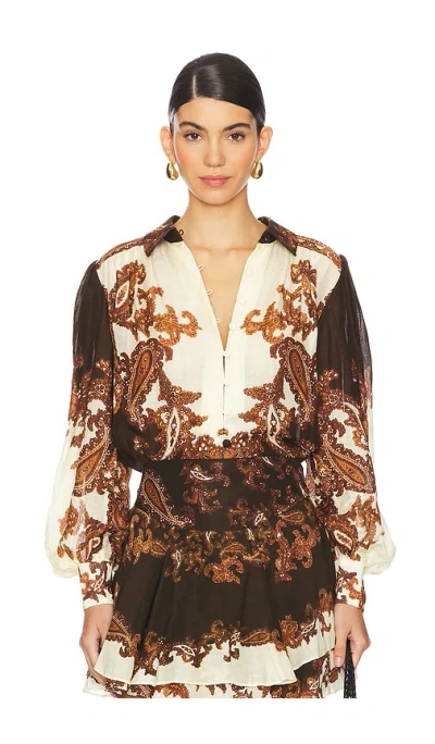 Hemant & Nandita Boho Shirt In 混棕色