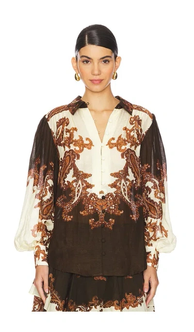 Hemant & Nandita Boho Shirt In 混棕色