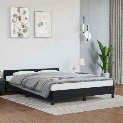 Vidaxl Bed Frame With Headboard Black 53.9"x74.8" Full Faux Leather